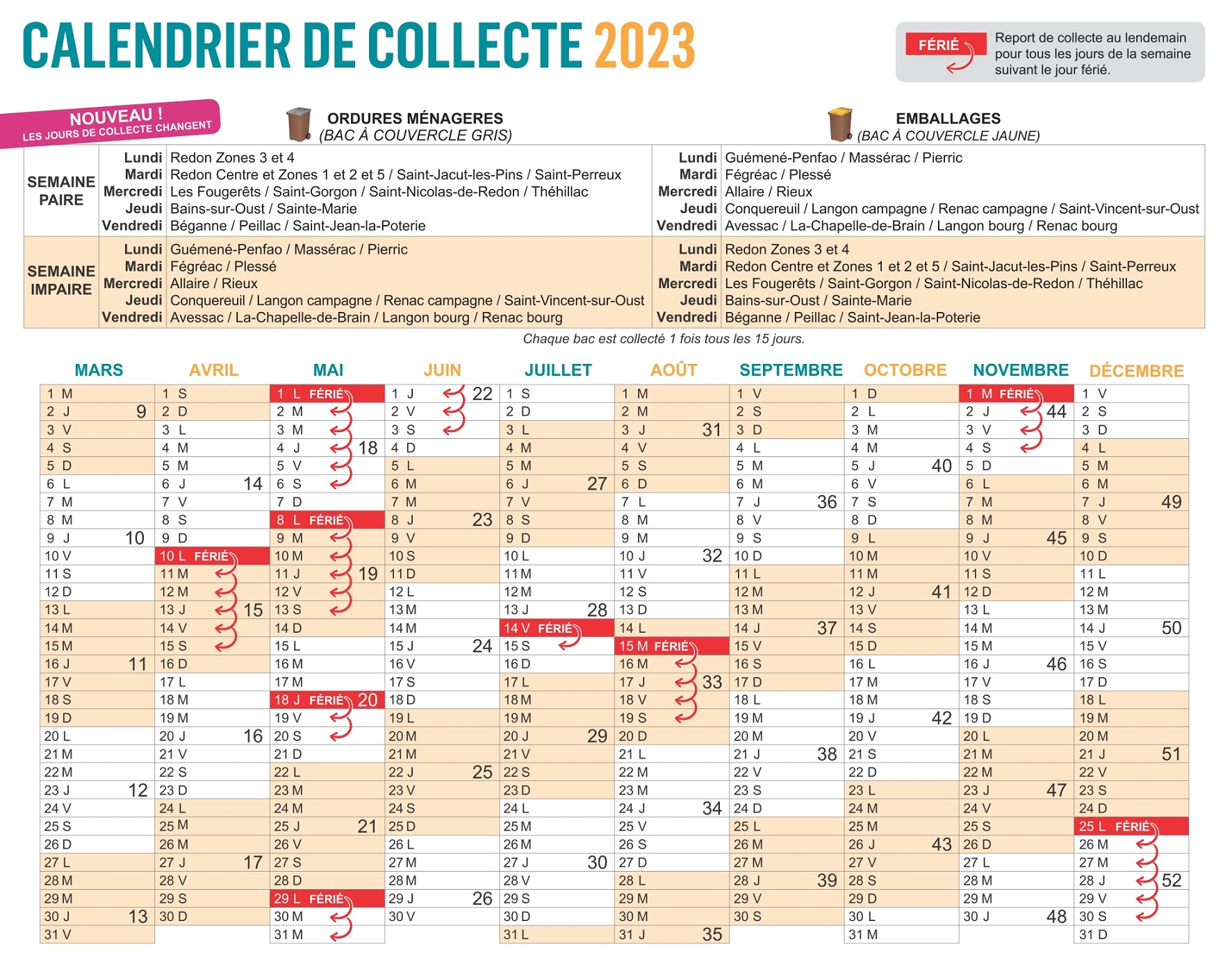 calendrier de collecte 2023